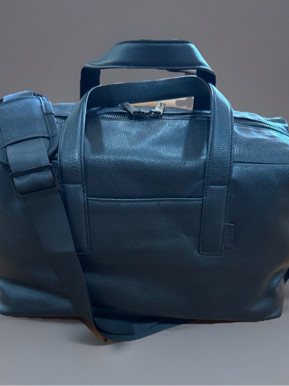 Away Leather Duffle Everywhere Bag Jet Black Pebbled Leather Carry On Weekend